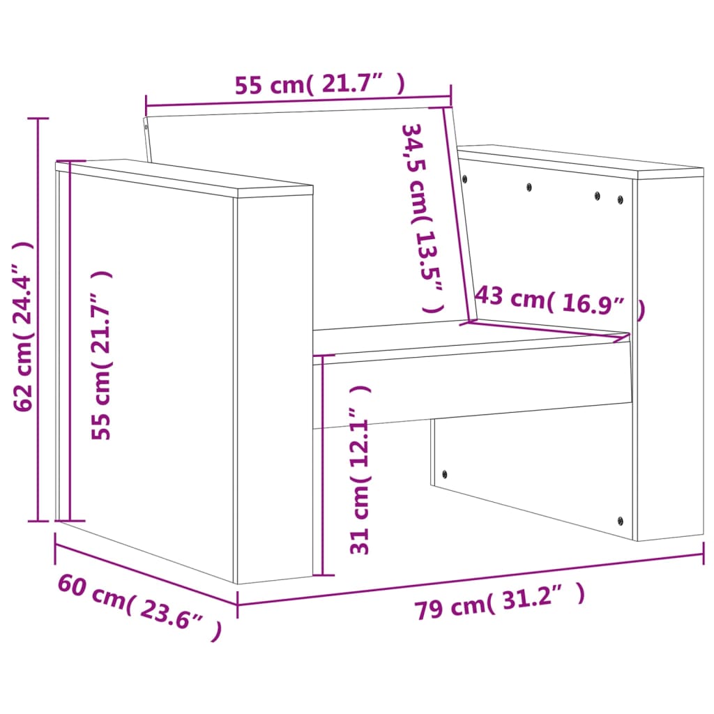 Set Salotto da Giardino 2 pz Bianco in Legno Massello di Pino