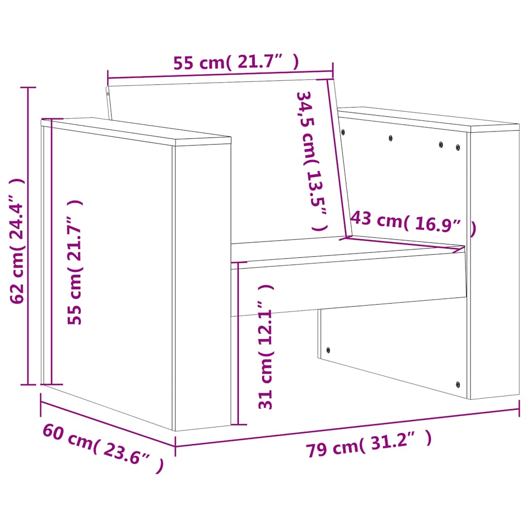 Set Salotto da Giardino 2 pz in Legno Massello di Douglas