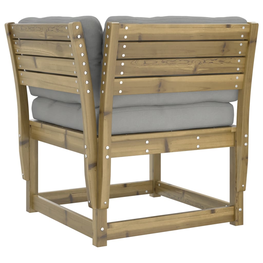 Salotto da giardino 4 pz in legno di pino con cuscini grigi