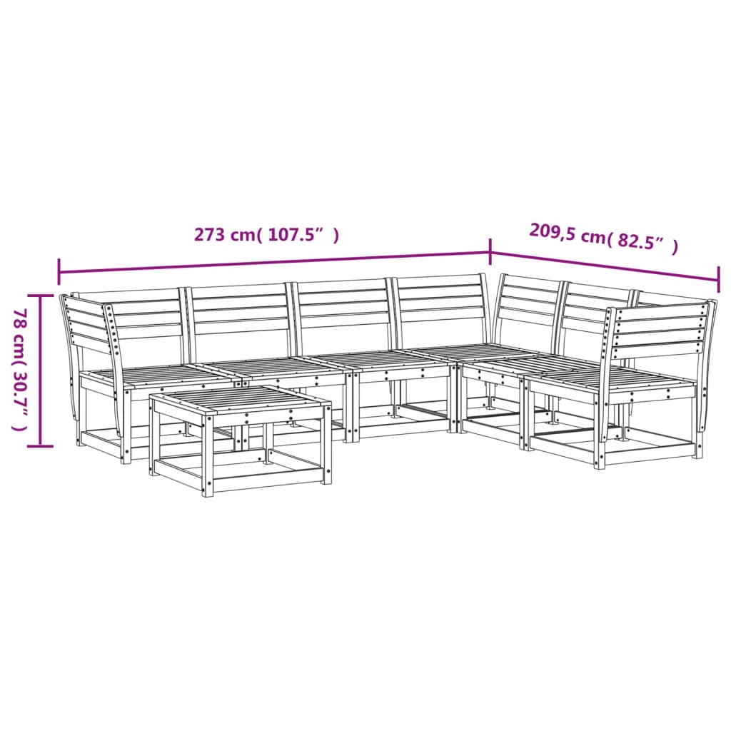 Set Salotto da Giardino 7 pz in Legno Massello di Douglas