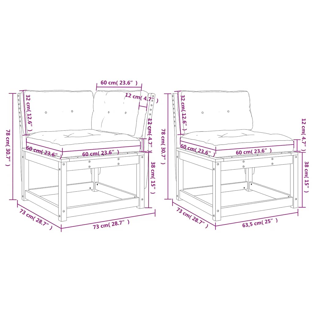 Set Divani Giardino 5 pz con Cuscini in Legno Massello di Pino