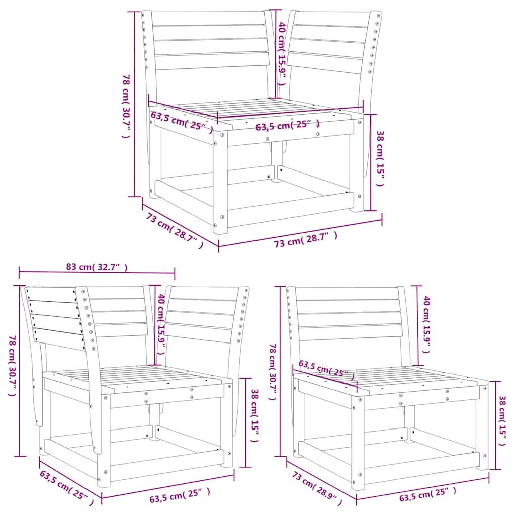 Set Salotto da Giardino 5 pz Bianco in Legno Massello di Pino
