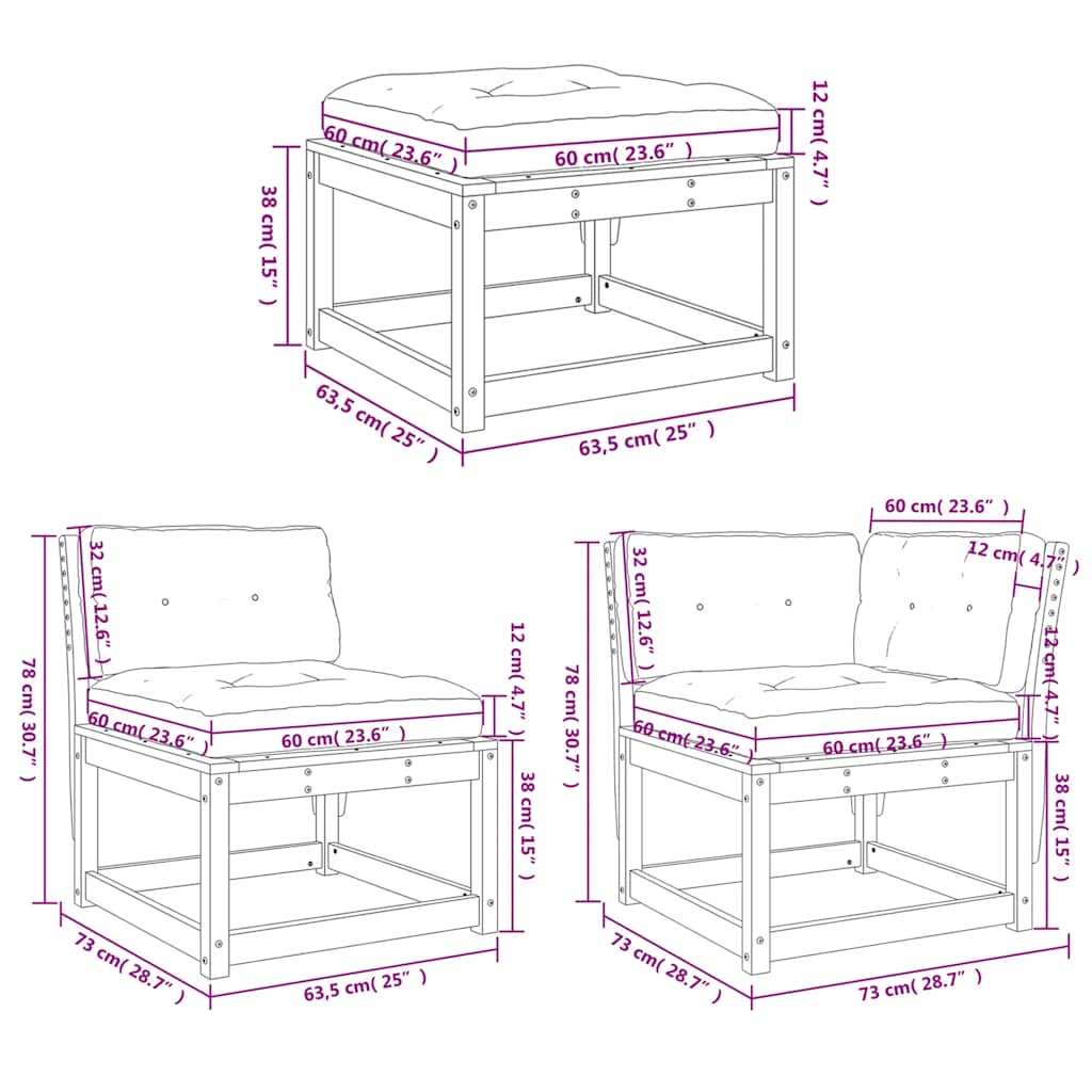 Set Divani Giardino 5 pz con Cuscini Legno Massello di Douglas
