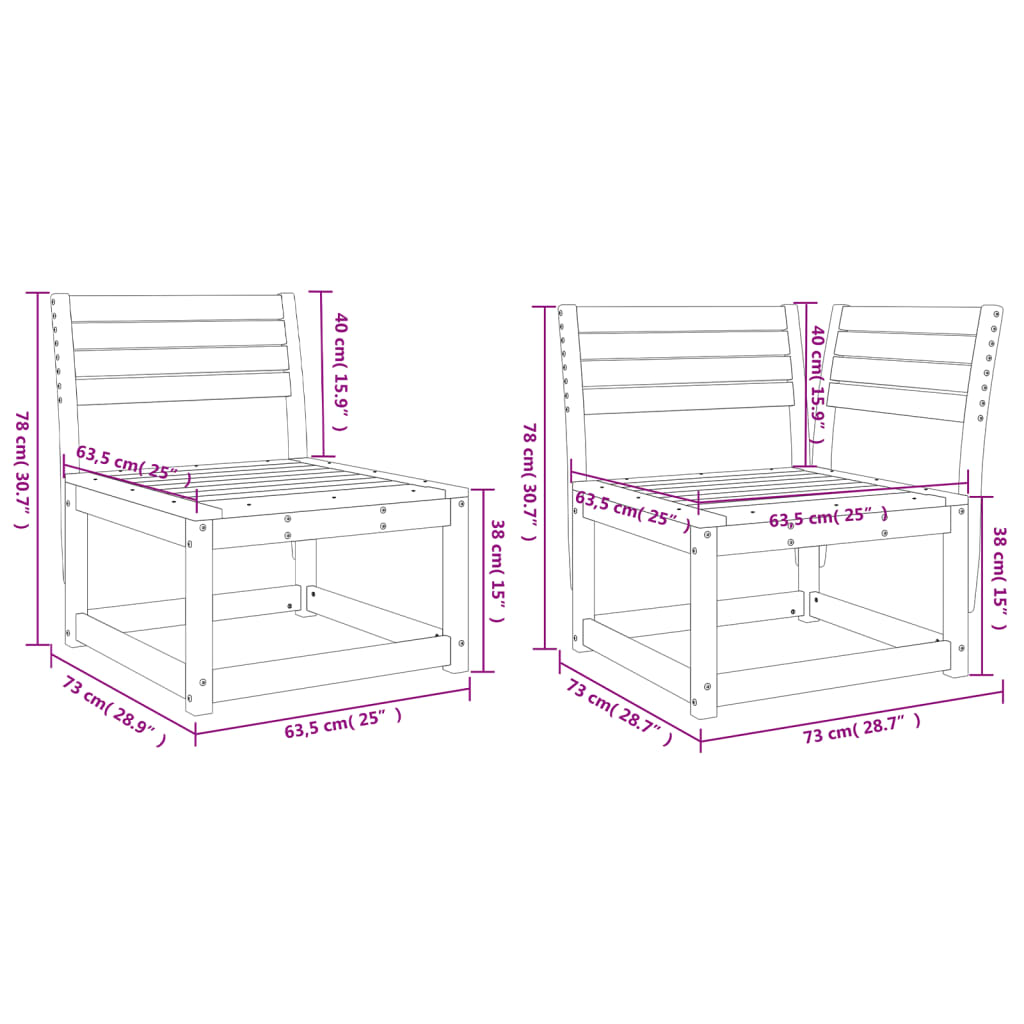 Set Divani da Giardino 6 pz in Legno Impregnato di Pino