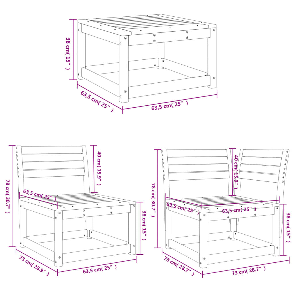 Set Divani da Giardino 6 pz in Legno Impregnato di Pino