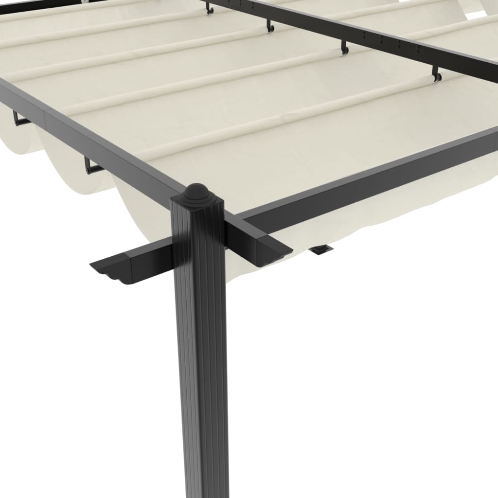 Gazebo da Giardino con Tetto Retrattile Crema 3x6m in Alluminio