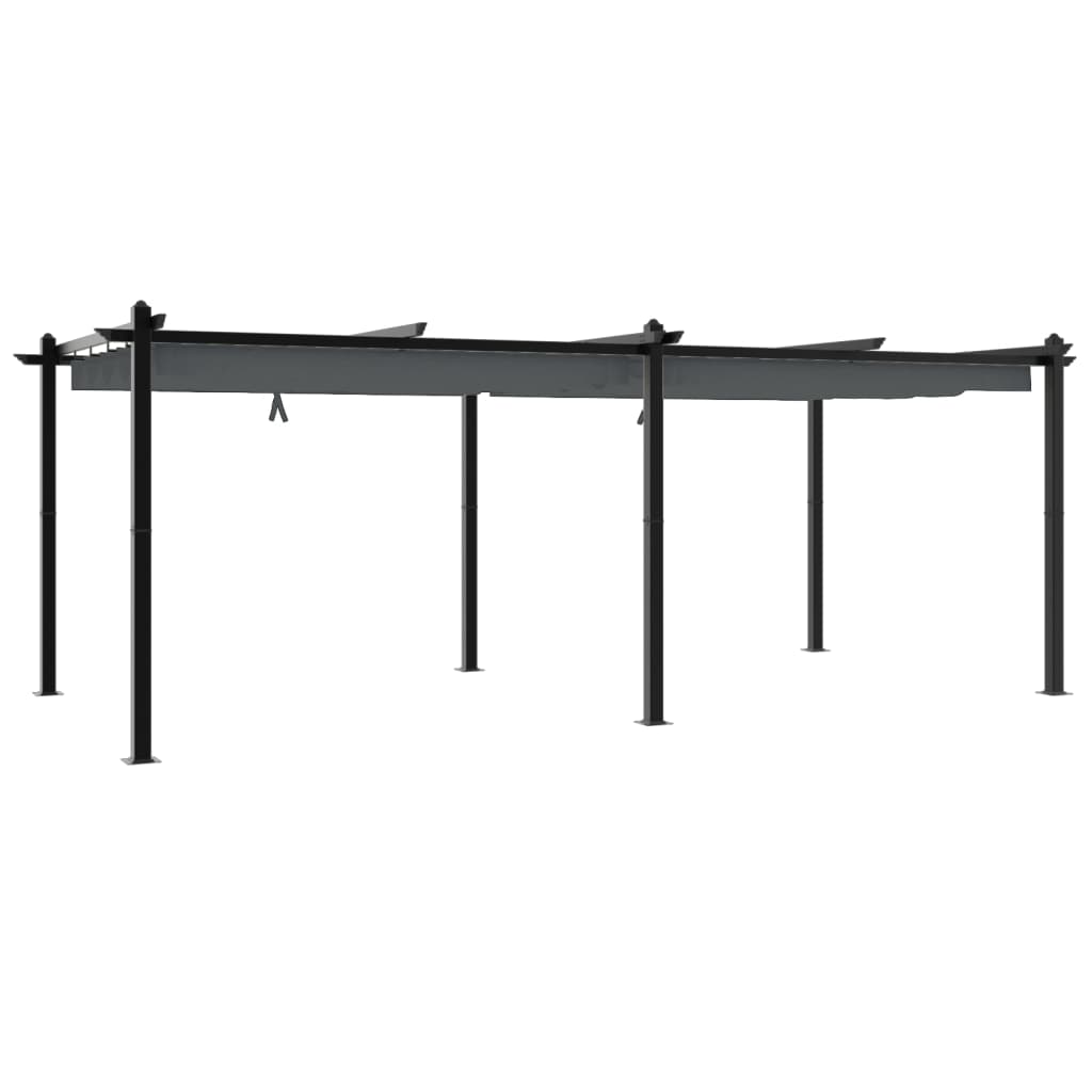 Gazebo Giardino con Tetto Retrattile Antracite 3x6 m Alluminio
