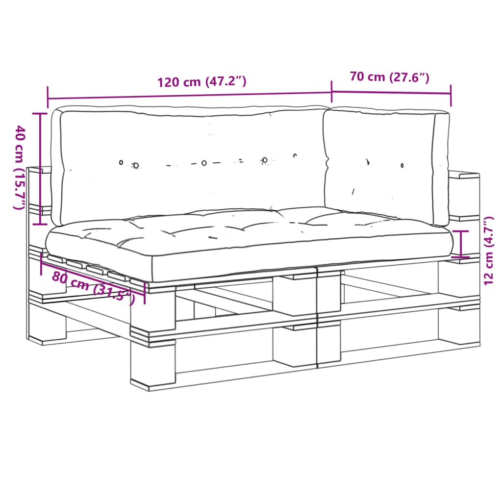 Cuscini per Pallet 3 pz Motivo a Foglie Tessuto