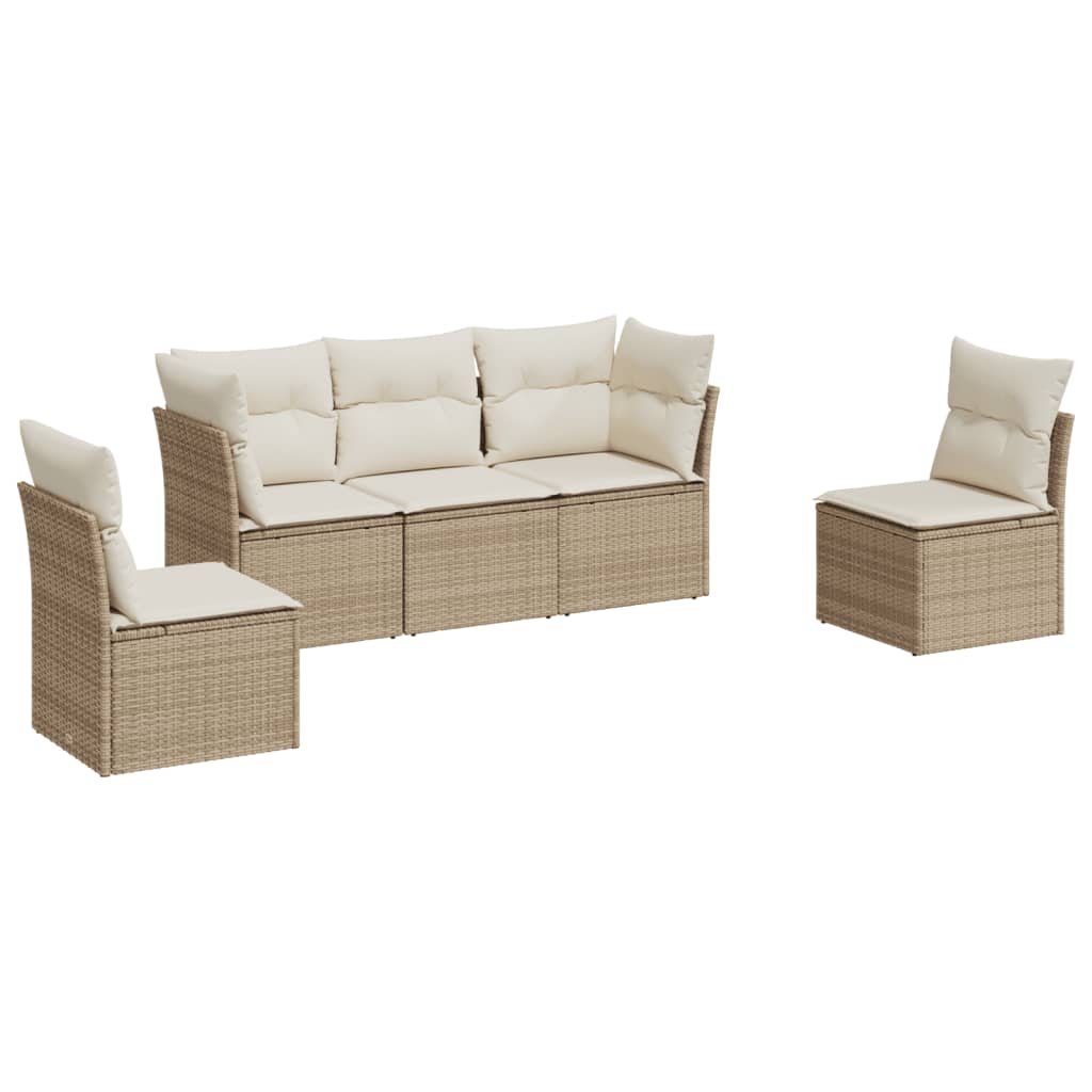 Set divano da esterno 5 pezzi beige polyrattan