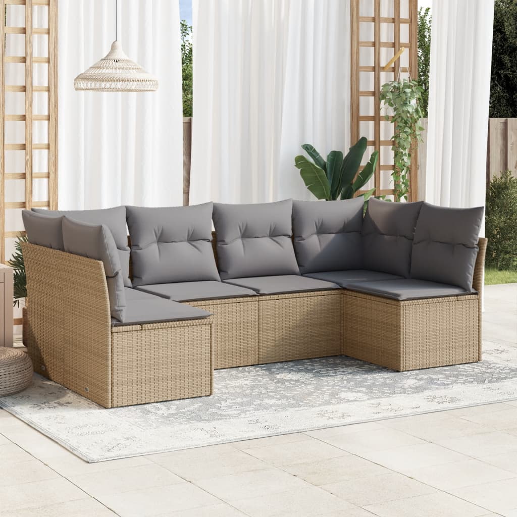 Set Divano da Giardino 6 pz Beige in Polyrattan