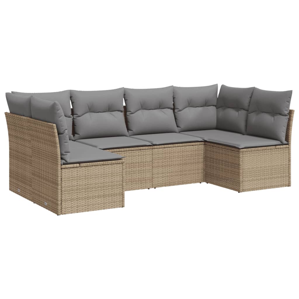 Set Divano da Giardino 6 pz Beige in Polyrattan