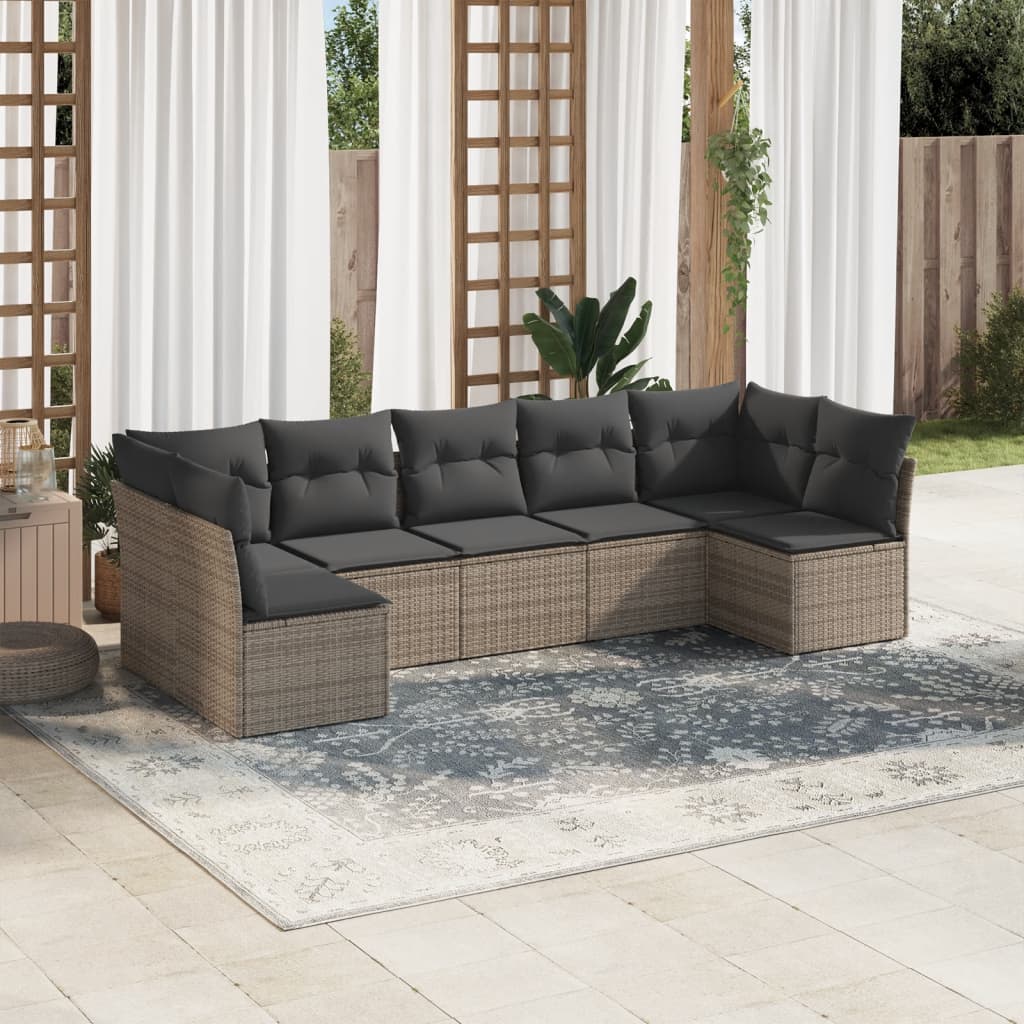 Salotto da Giardino 7 pz Modulare Grigio in Polyrattan