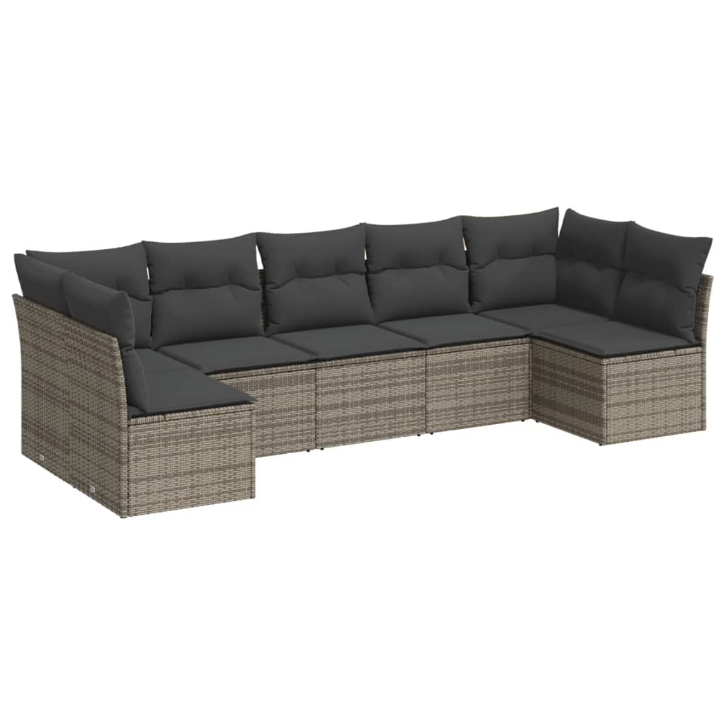 Salotto da Giardino 7 pz Modulare Grigio in Polyrattan