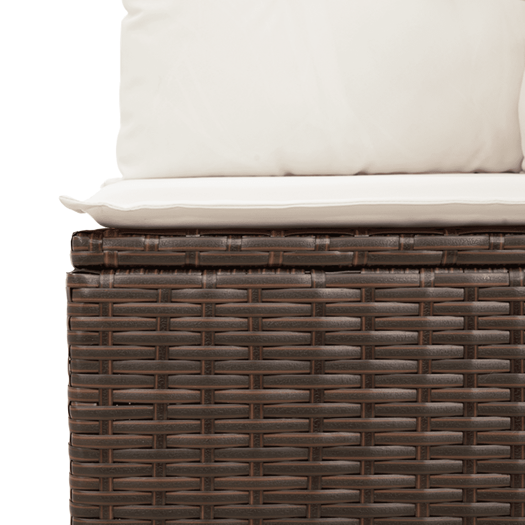 Set Divano da Giardino 7pz con Cuscini Marrone in Polyrattan