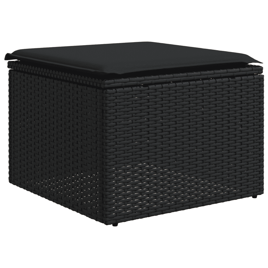 Set Divani da Giardino con Cuscini 7 pz Nero Polyrattan