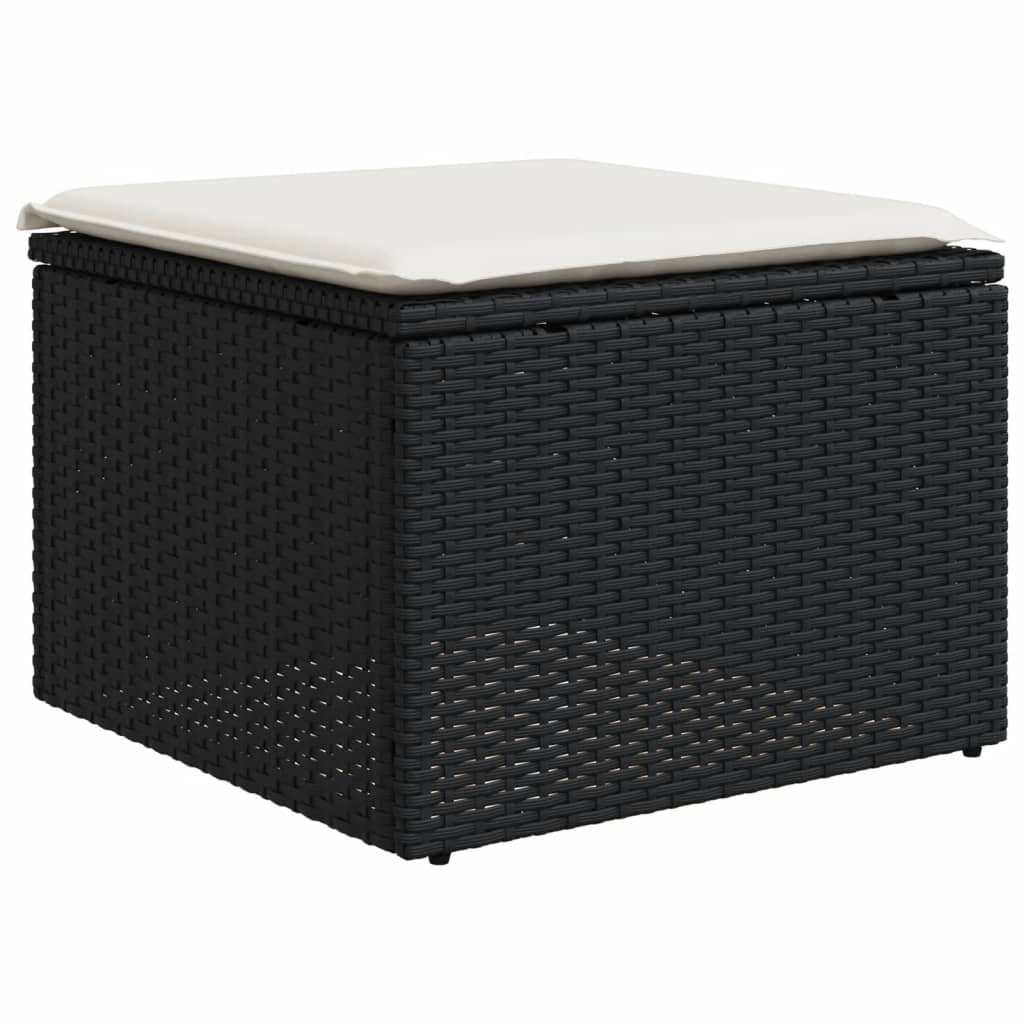 Salotto da Giardino in Polyrattan Nero 7 pz con Cuscini