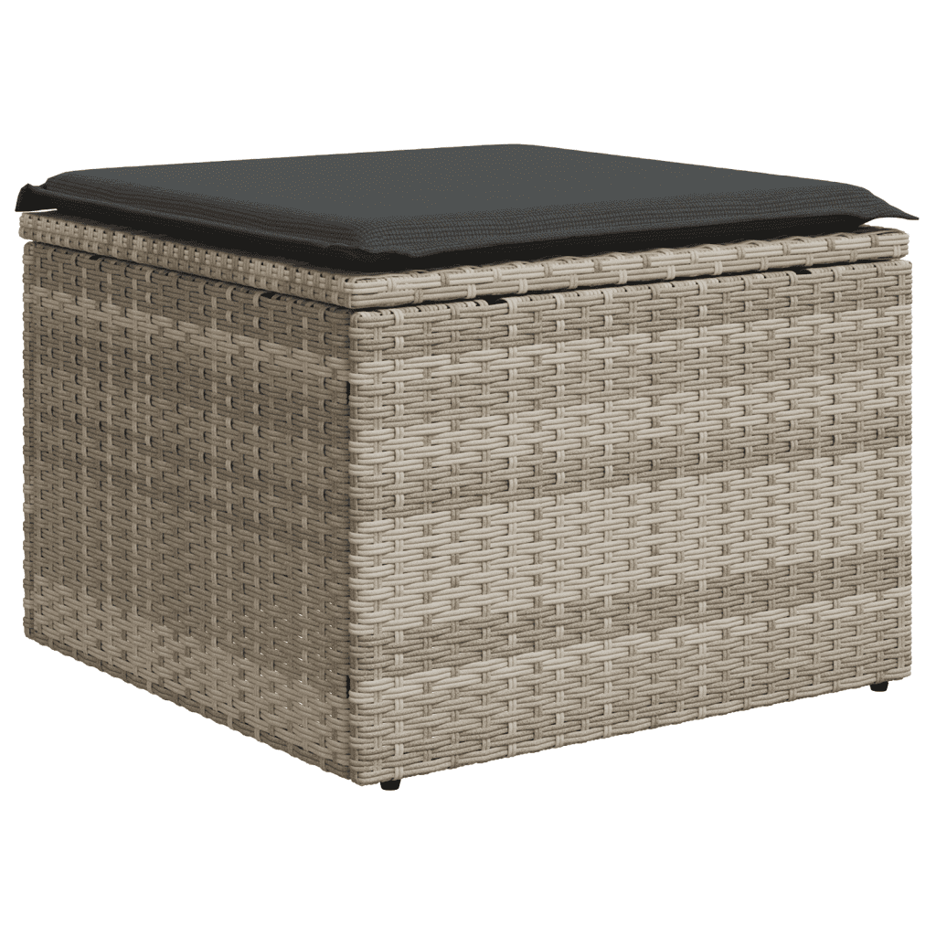 Set Divano da Giardino 8 pz Rattan PE Grigio Chiaro con Cuscini