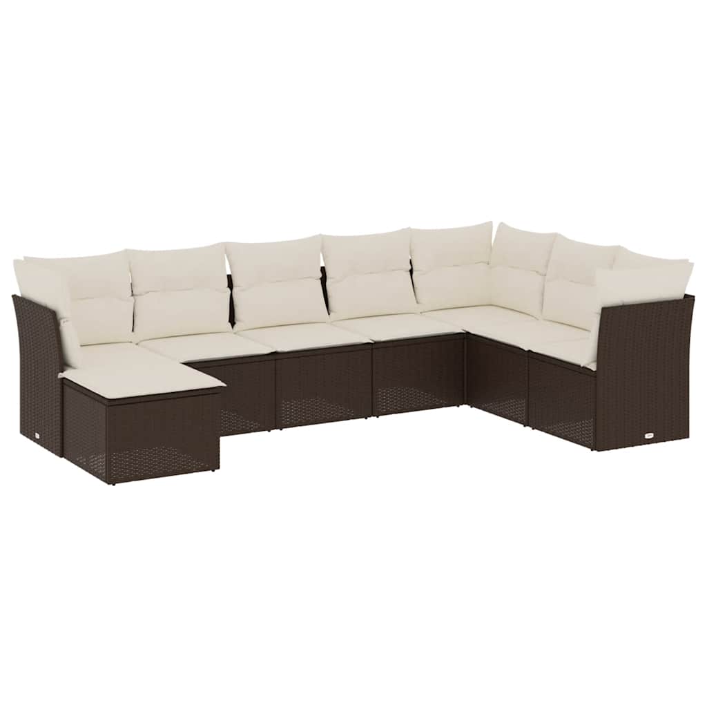 Set Divani da Giardino 8 pz con Cuscini Marrone