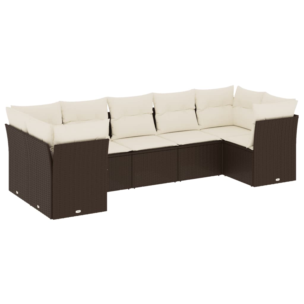 Salotto da Giardino 7 pz in Polyrattan Marrone e Crema