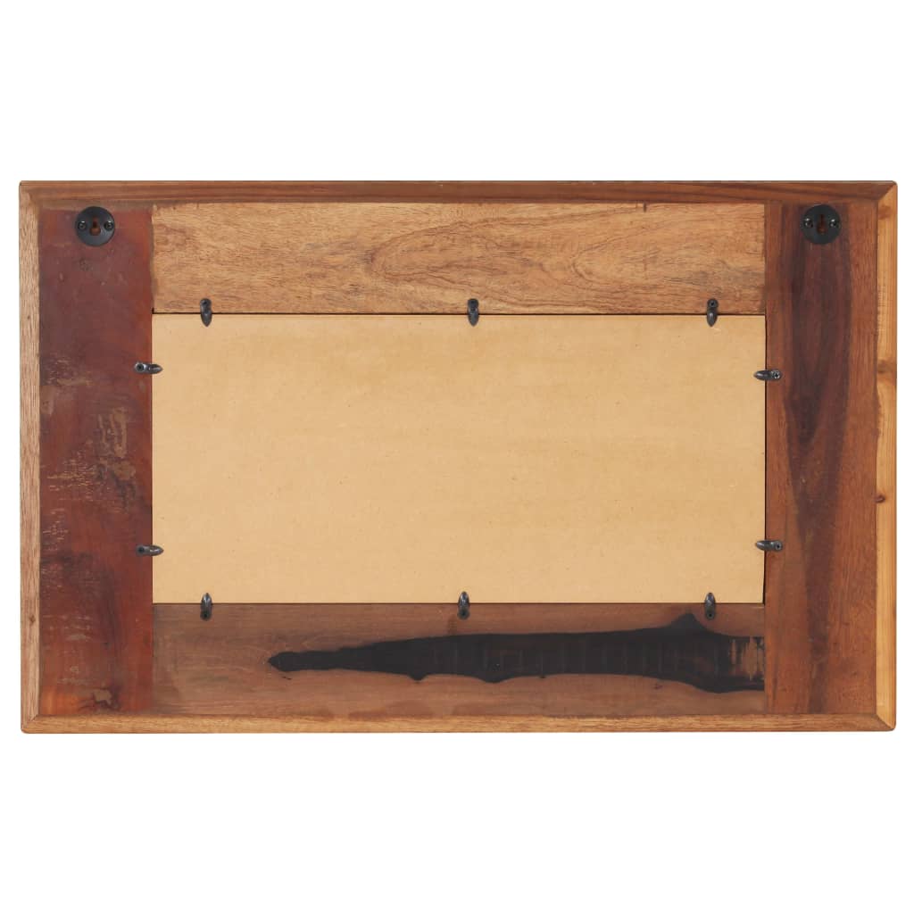 Specchio Decorato con Buddha 80x50cm Legno Massello di Recupero