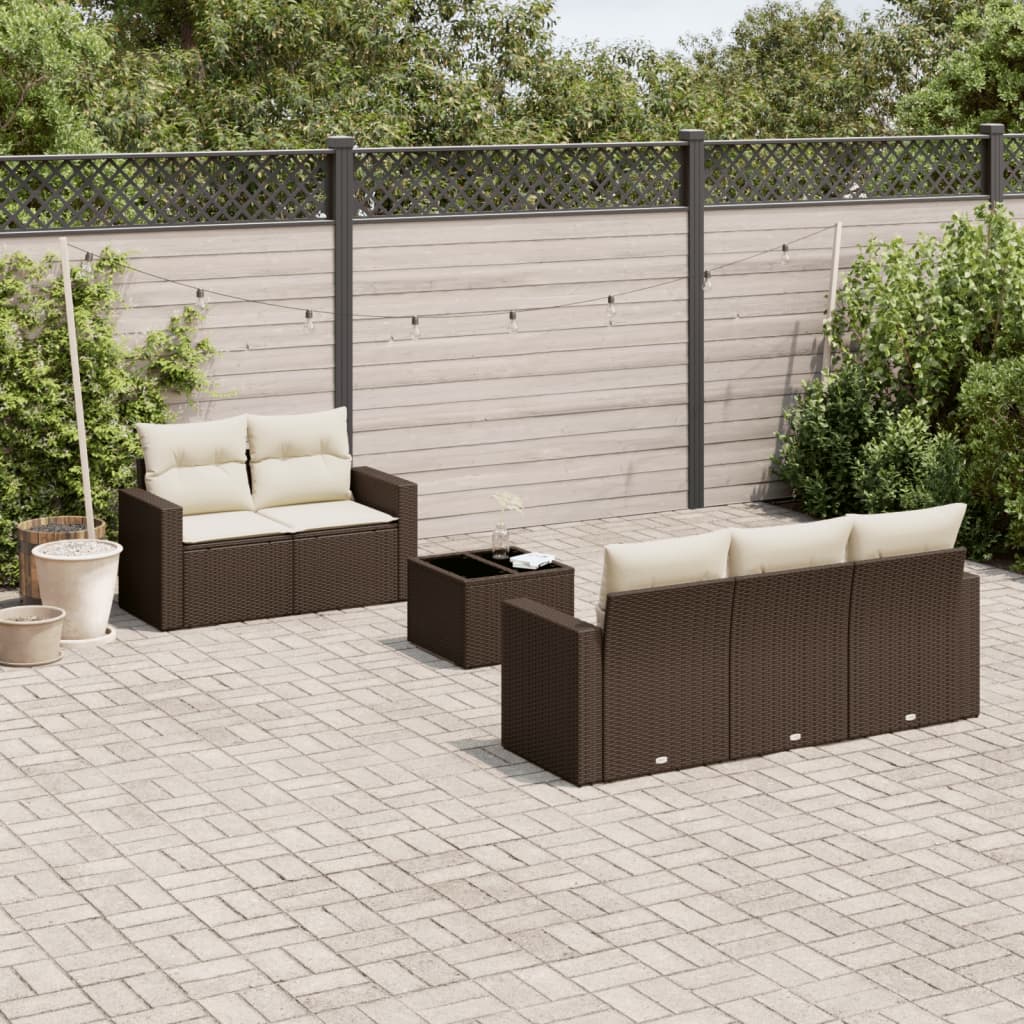 Salotto da giardino modulare 6 pezzi in polyrattan marrone