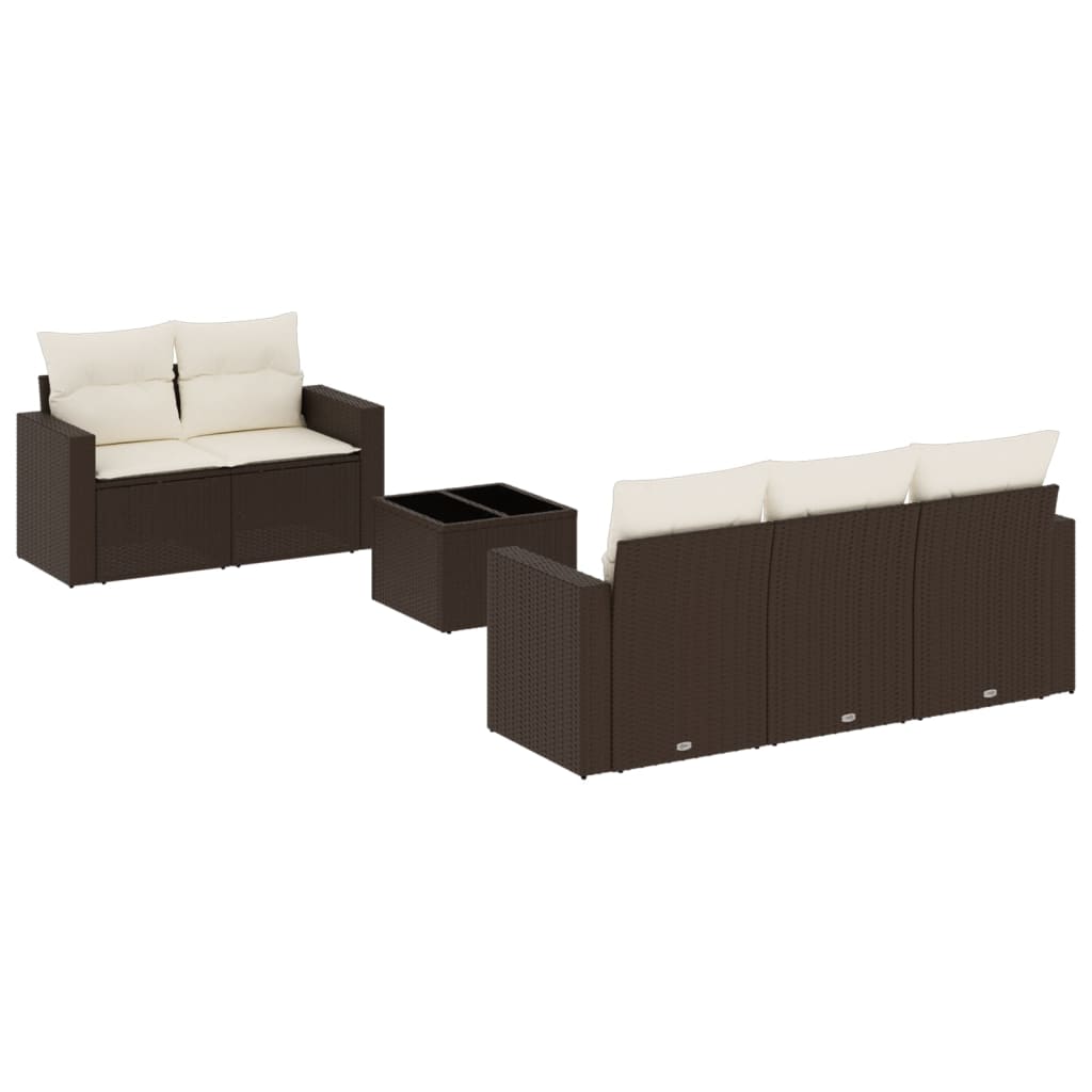 Salotto da giardino modulare 6 pezzi in polyrattan marrone