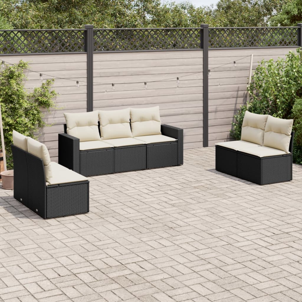 Salotto da Giardino Modulare Nero 7 pz in Polyrattan