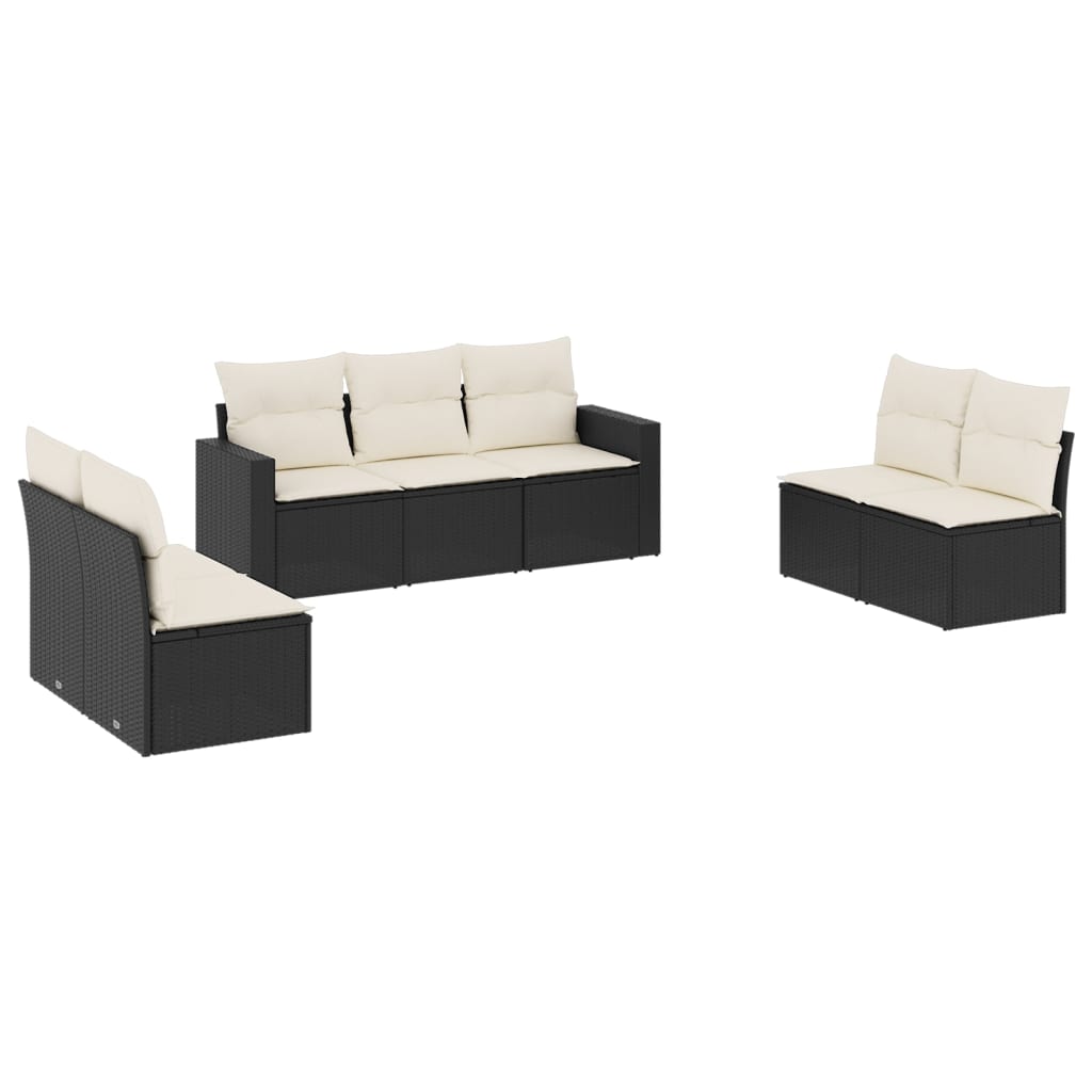 Salotto da Giardino Modulare Nero 7 pz in Polyrattan