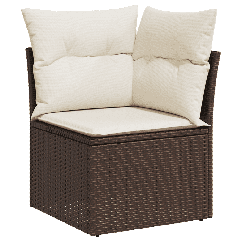 Set Divani da Giardino 6 pz con Cuscini Marrone in Polyrattan