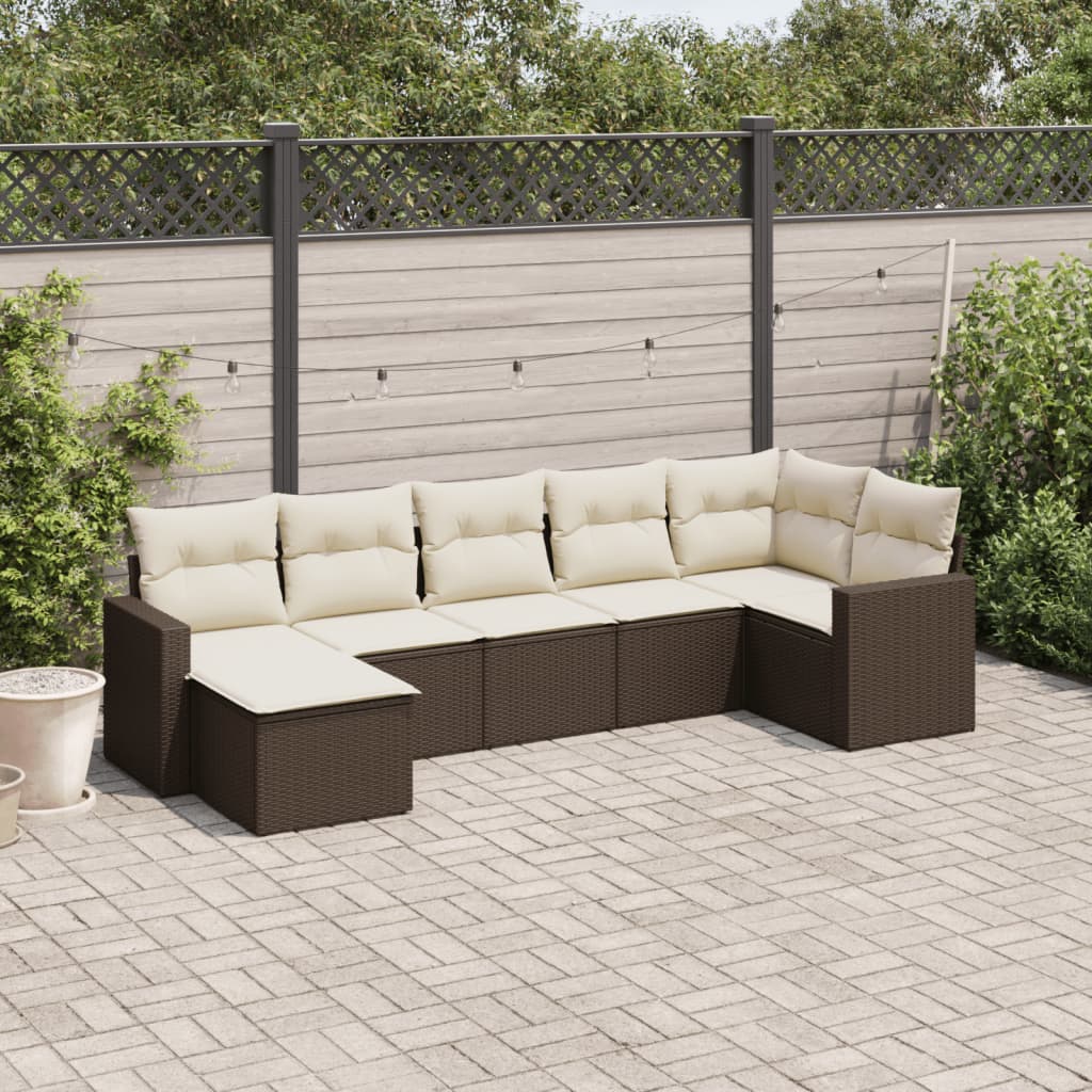 Salotto da Giardino 7 Pezzi Marrone in Rattan PE