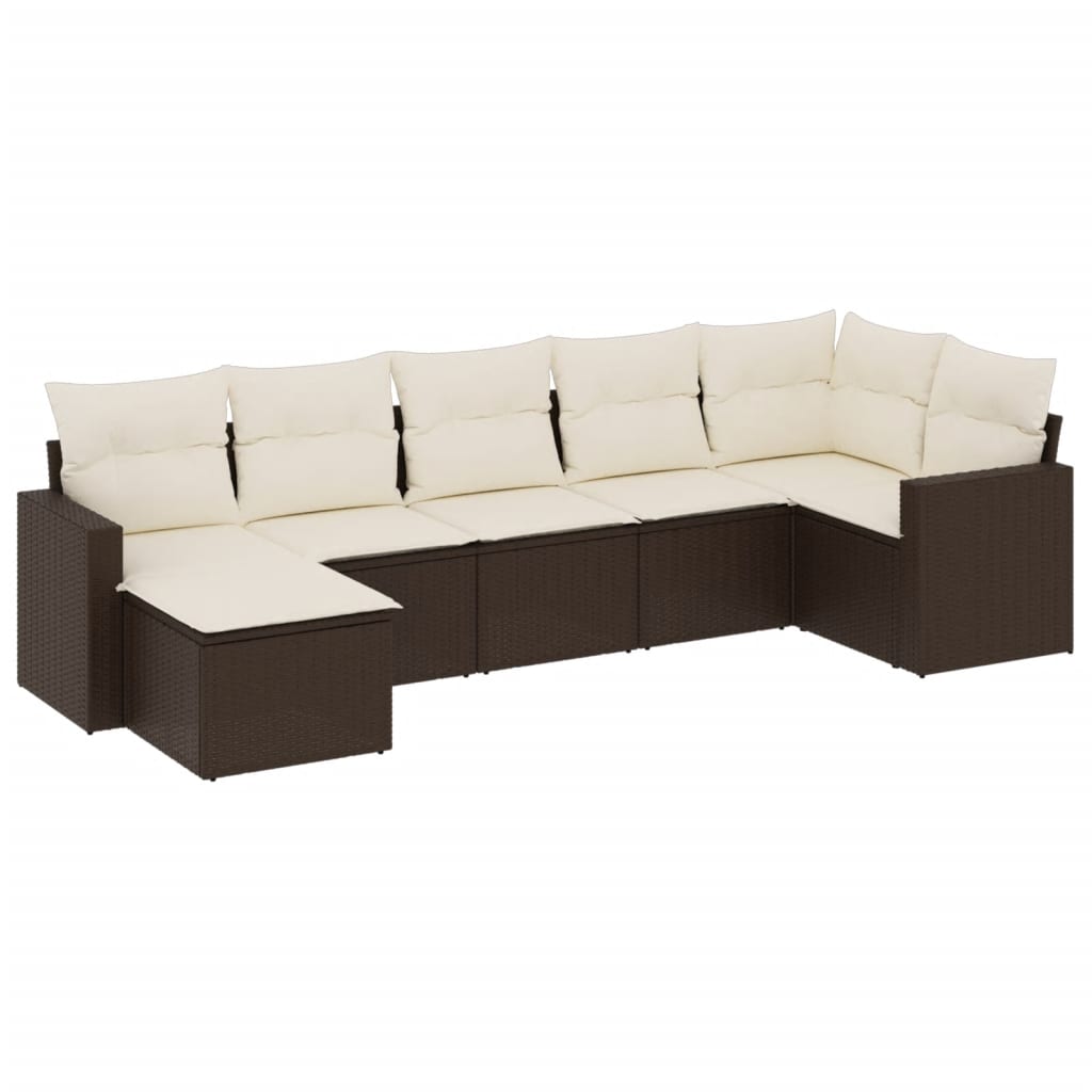 Salotto da Giardino 7 Pezzi Marrone in Rattan PE