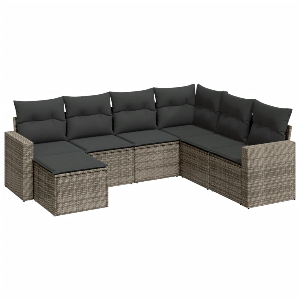 Salotto da Giardino 7 pz Grigio in Rattan PE