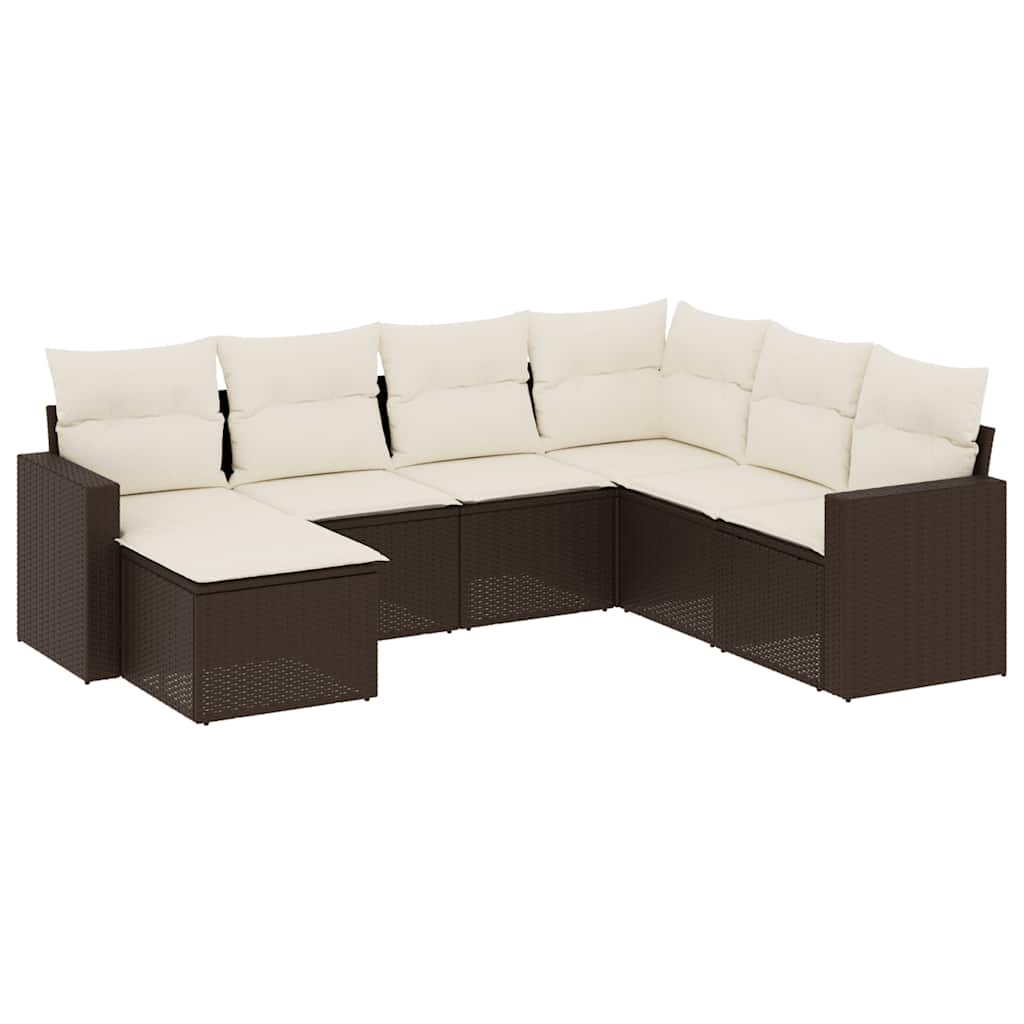 Set salotto da giardino 7 pz in polyrattan marrone