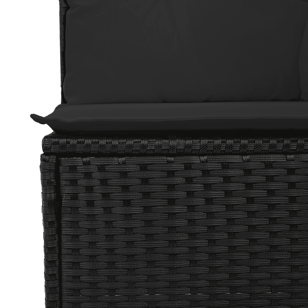 Set divano da esterno 6 pz nero in polyrattan con cuscini