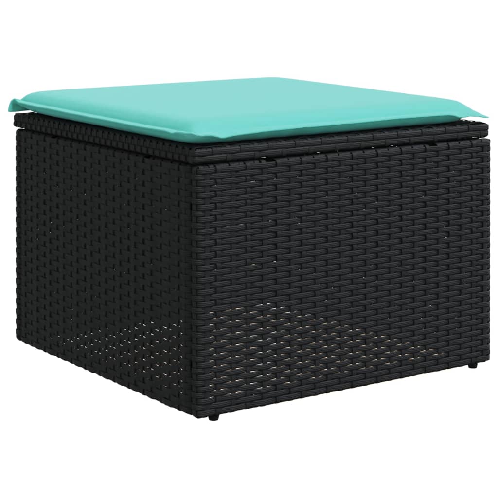 Set Divani da Giardino 6 pz con Cuscini Nero in Polyrattan