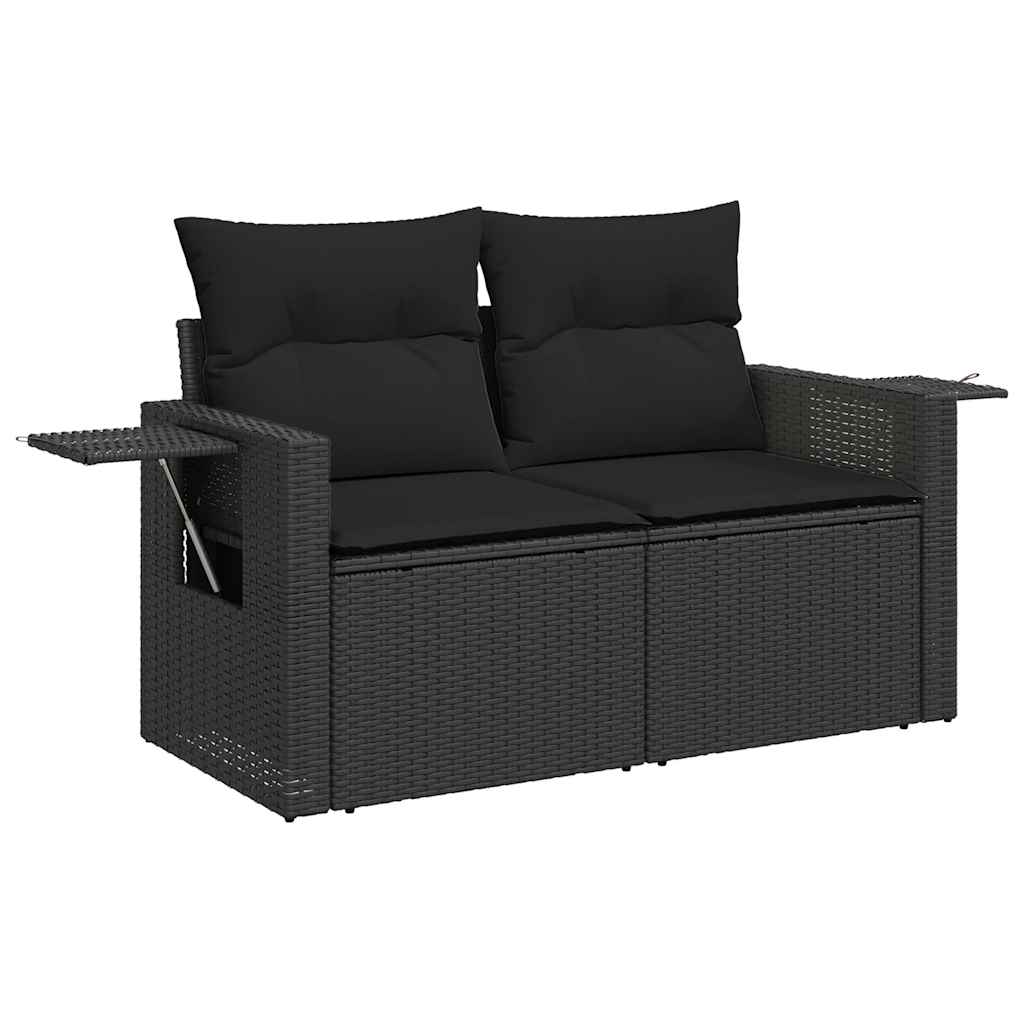 Salotto da Giardino 6 Pezzi in Rattan PE Nero con Cuscini 2