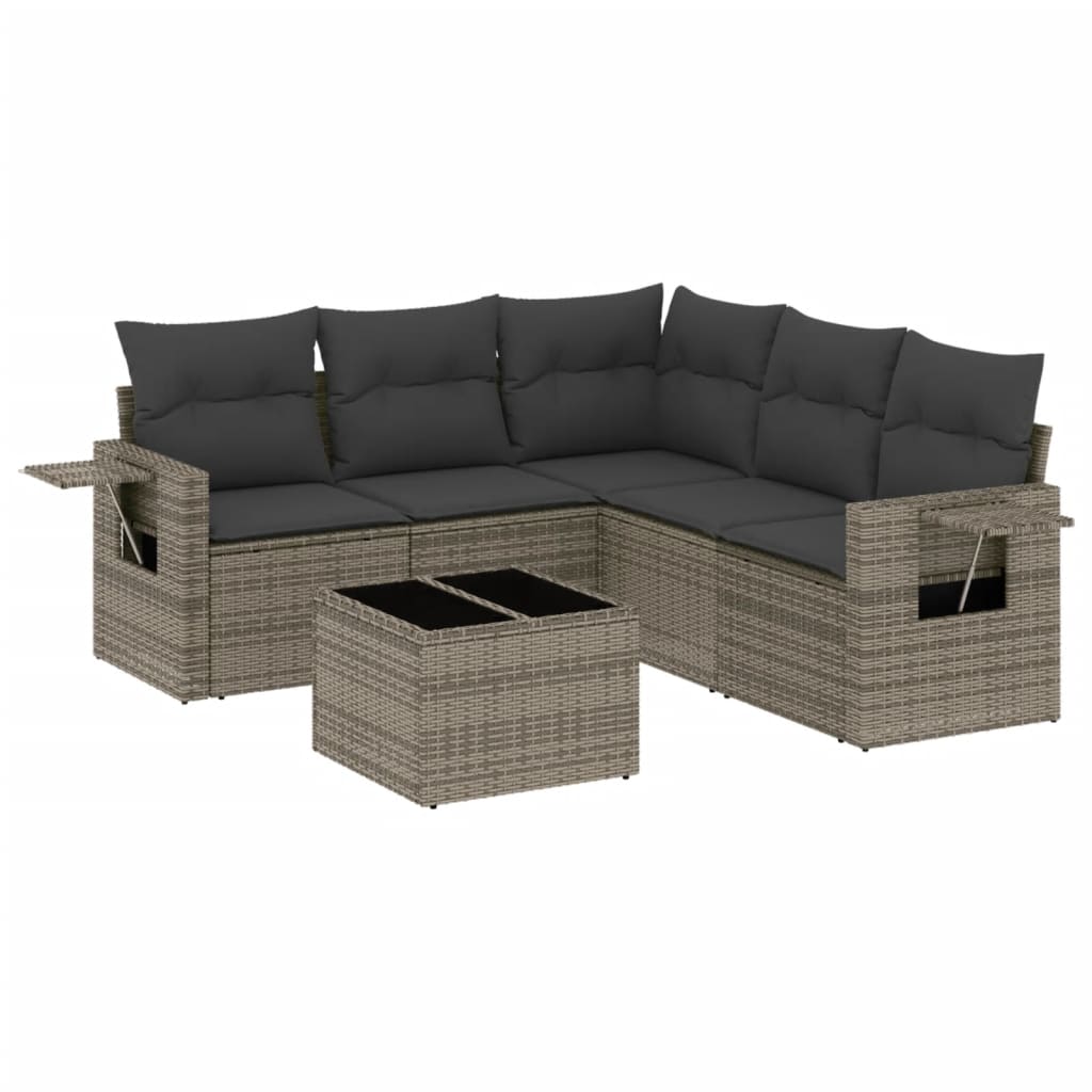 Salotto da giardino 6 pz grigio in polyrattan e vetro
