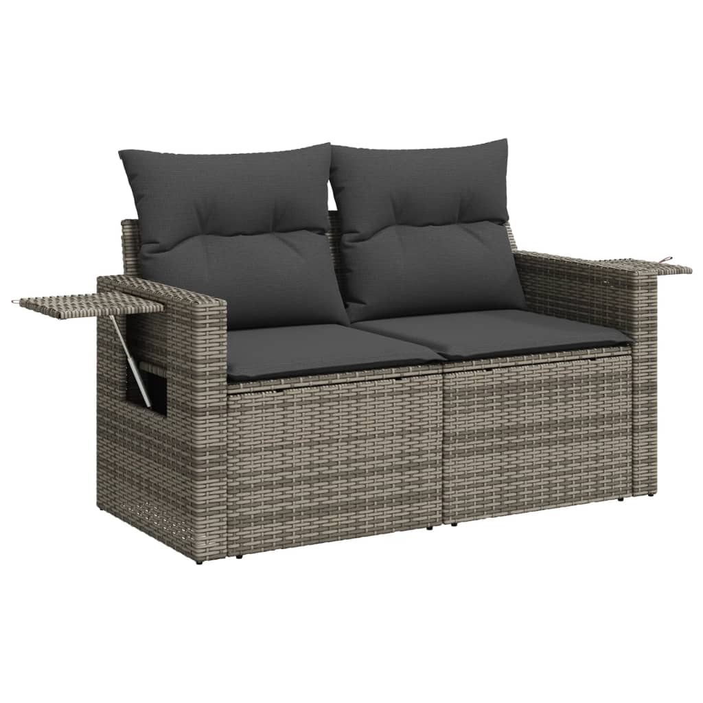 Salotto da giardino 6 pz grigio in polyrattan e vetro