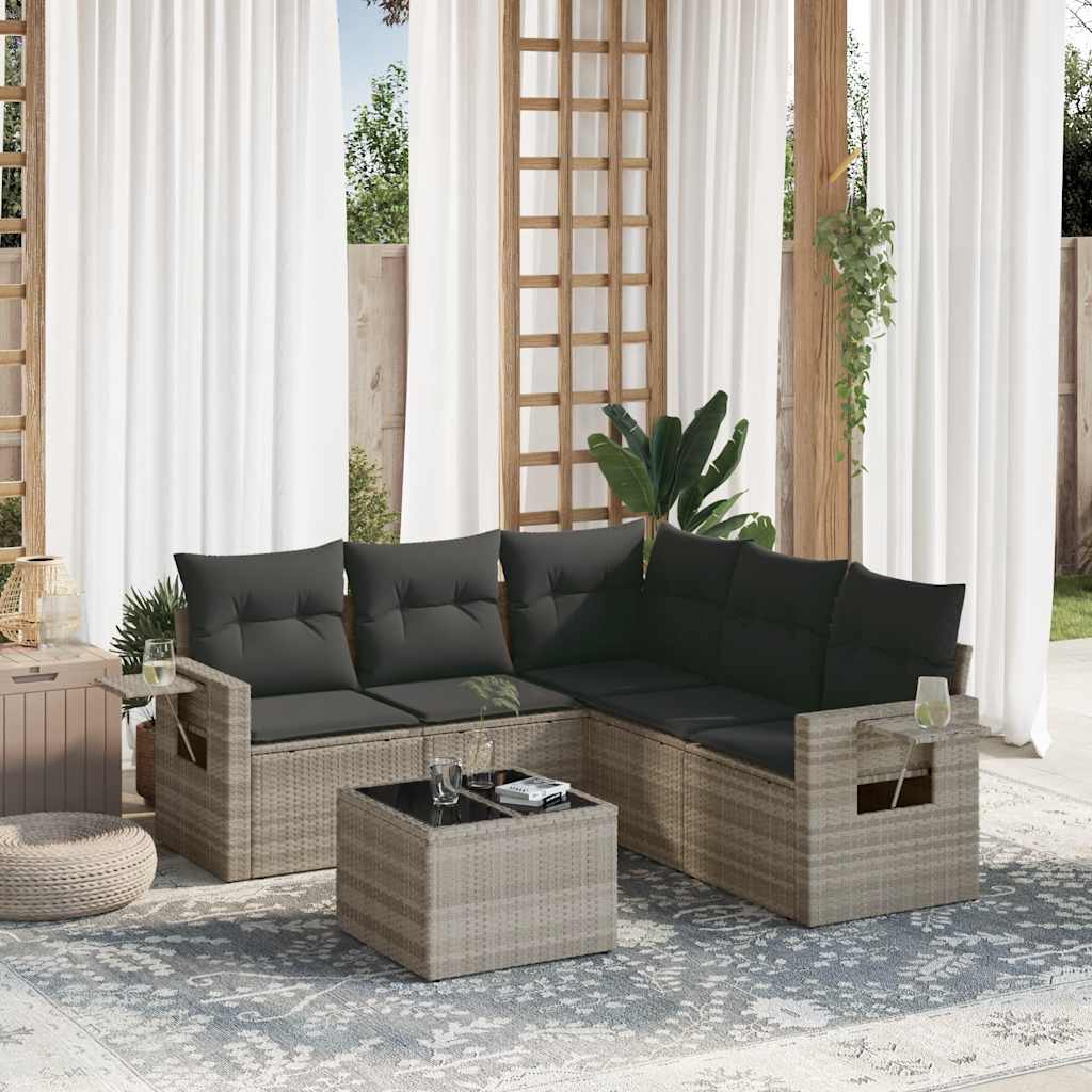 Salotto da Giardino 6 pz Polyrattan Grigio Chiaro