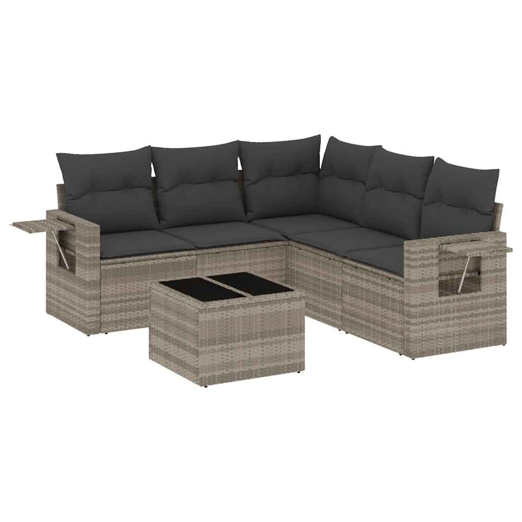 Salotto da Giardino 6 pz Polyrattan Grigio Chiaro