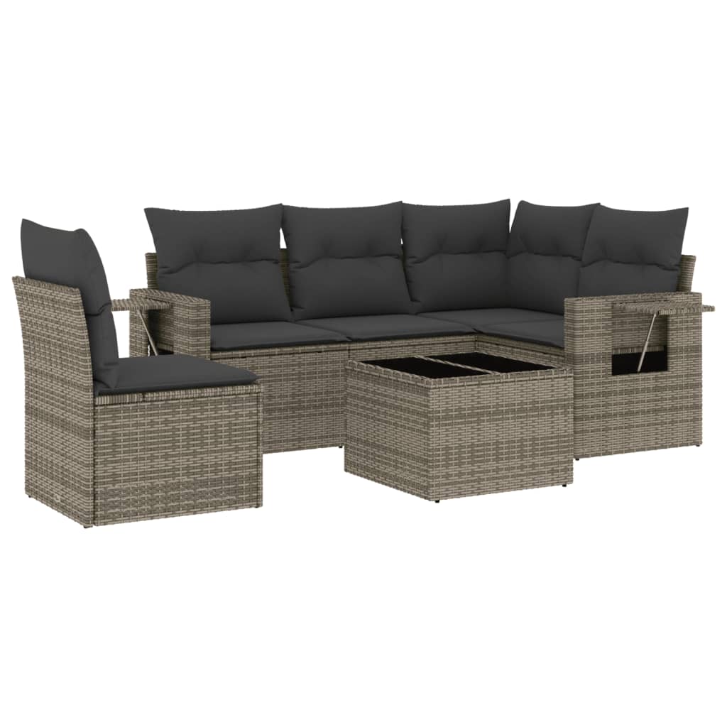 Salotto da Giardino 6 pz Grigio con Cuscini in Polyrattan