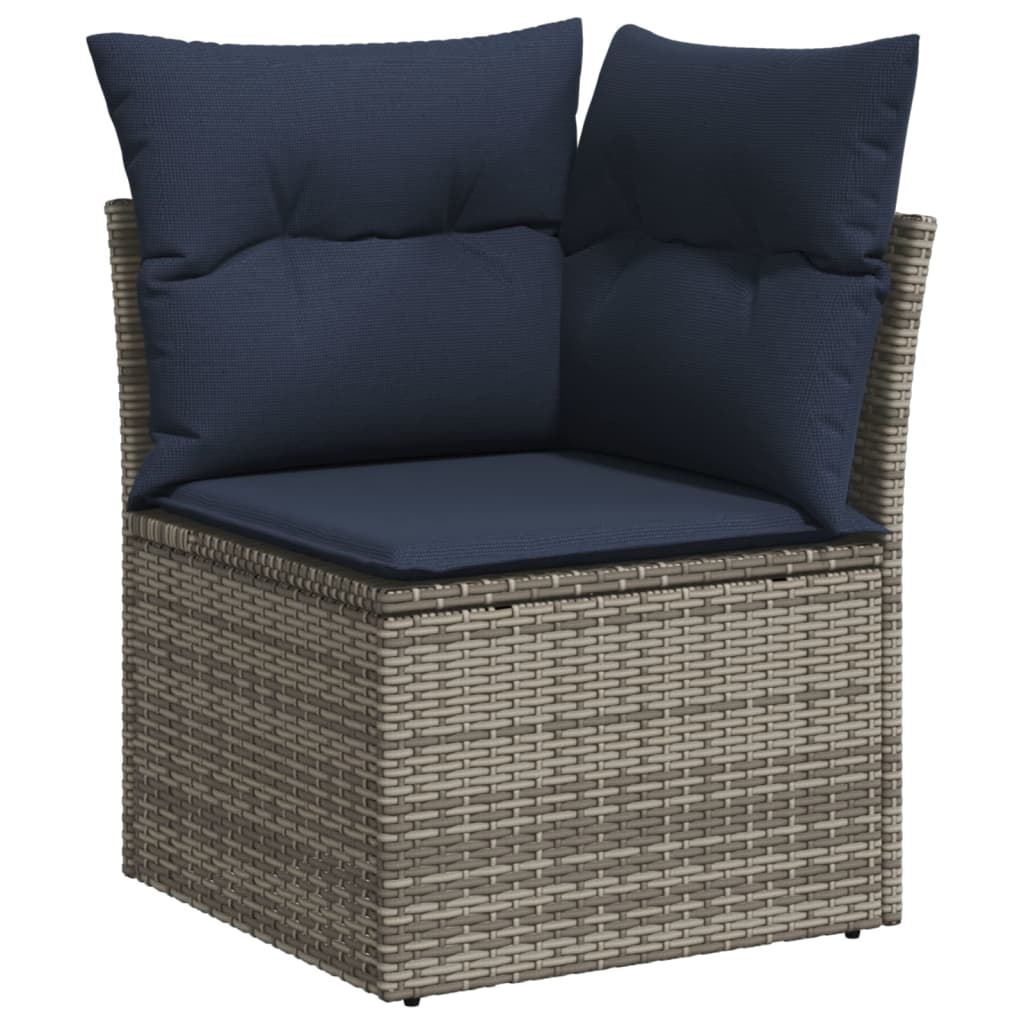 Set Divani da Giardino 7 pz in Polyrattan Grigio con Cuscini