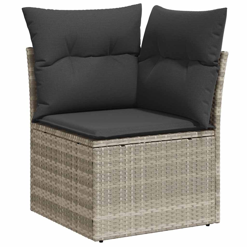 Set Divani da Giardino 7 pz Polyrattan Grigio Chiaro con Cuscini