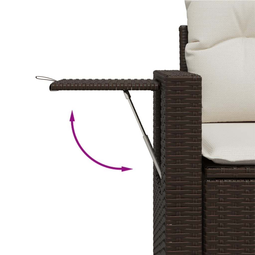 Salotto da Giardino 7 pz Marrone in Polyrattan con Tavolo in Vetro