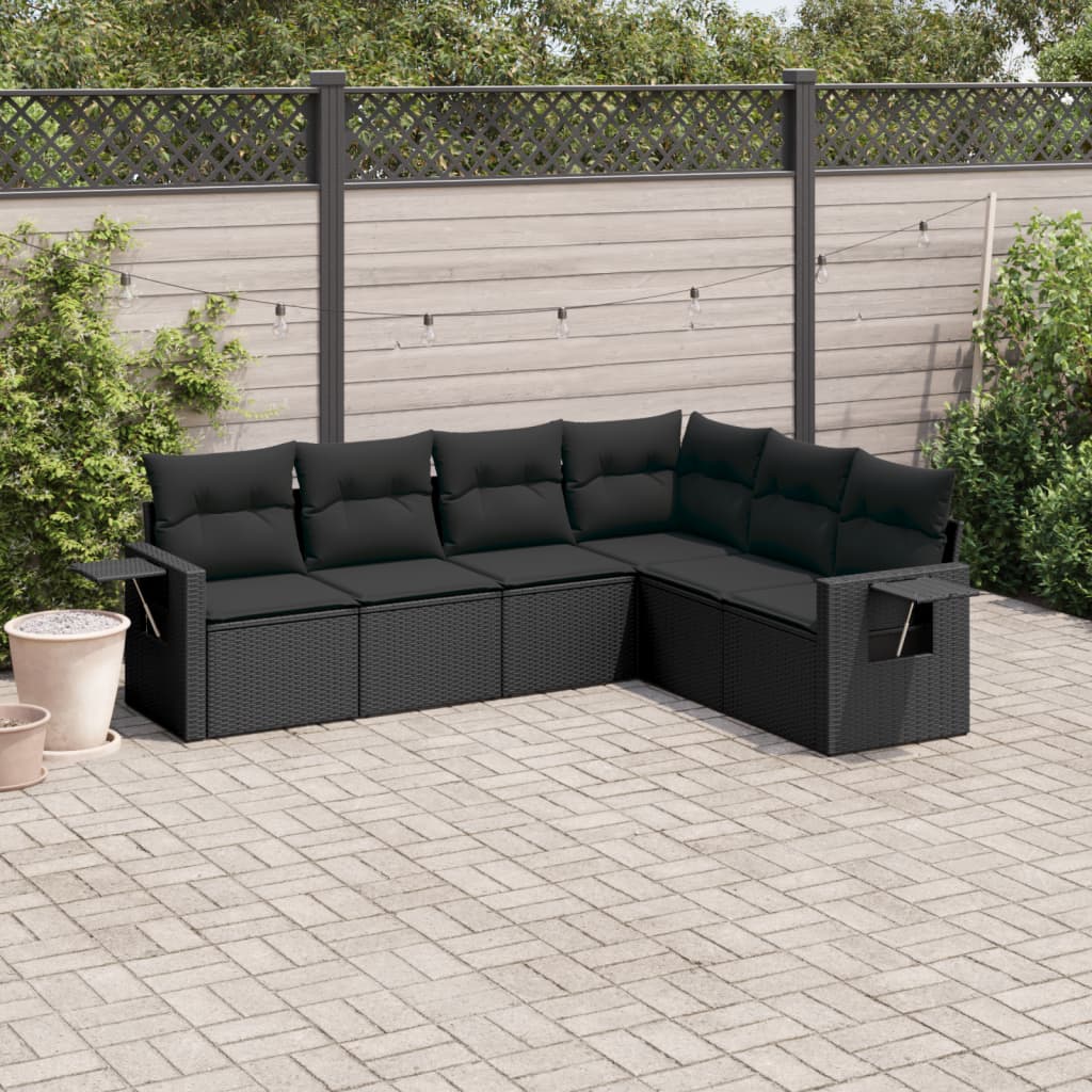 Salotto da Giardino 6 pz in Polyrattan Nero Modulare