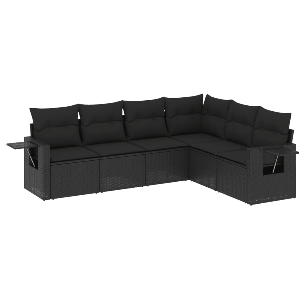 Salotto da Giardino 6 pz in Polyrattan Nero Modulare