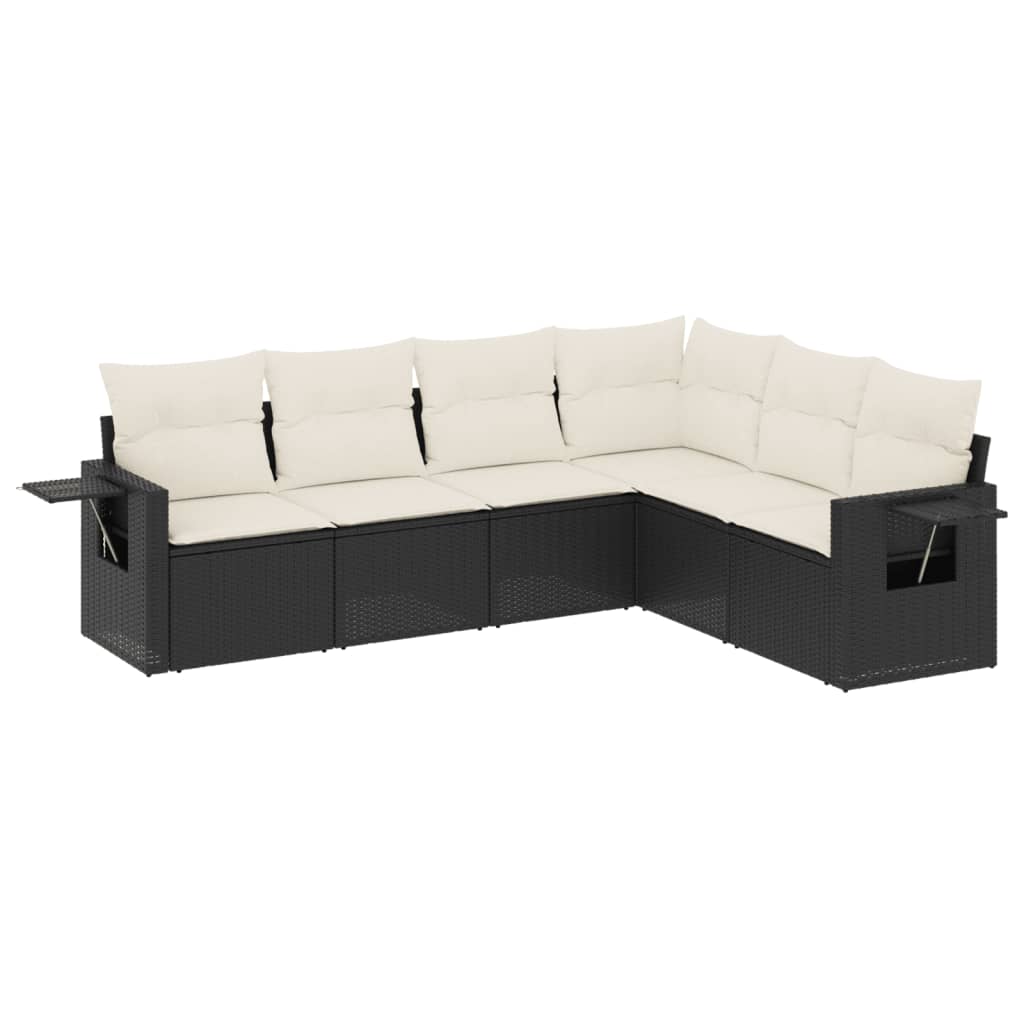 Salotto da giardino angolare 6 pz in rattan PE nero