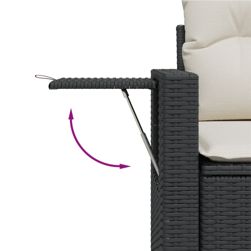 Salotto da giardino angolare 6 pz in rattan PE nero