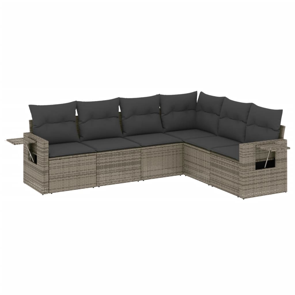Salottino da Esterno Grigio in Polyrattan 6 pz con Cuscini