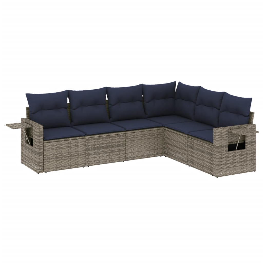 Set divano da esterno 6 pz in rattan PE grigio
